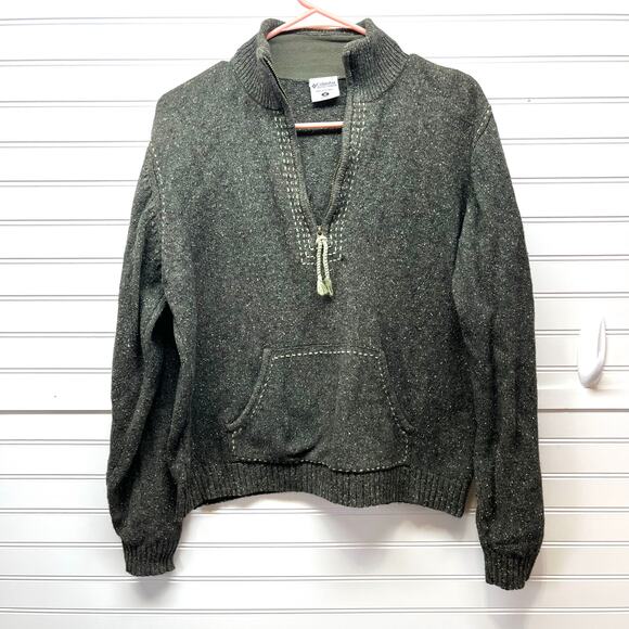 Columbia Alpine Sweater Wool Blend 1/4 Zip Pullover Sweater Size M - Picture 1 of 11